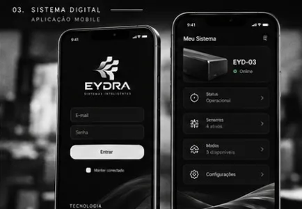 Telas do aplicativo EYDRA em dois celulares